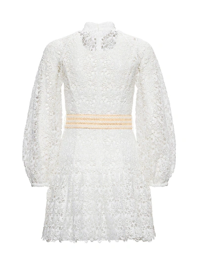 Shop Zimmermann Flared Lace Dress In White