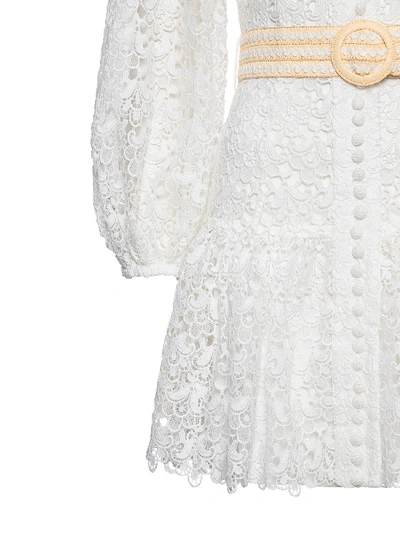 Shop Zimmermann Flared Lace Dress In White