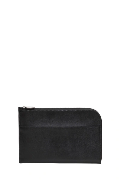 Shop Ganni Flat Pouch In Textured Leather In Black