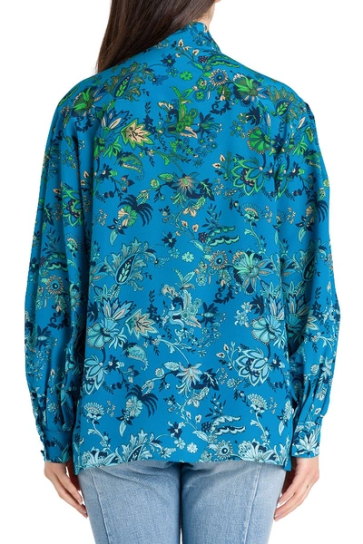 Shop Givenchy Floral Blouse In Blu