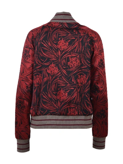 Shop Saint Laurent Floral Bomber Jacket In Red