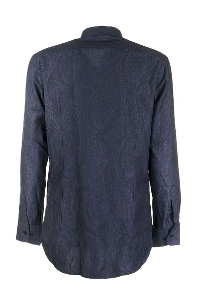 Shop Etro Floral Paisley Cotton Shirt In Blue
