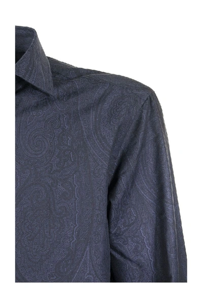 Shop Etro Floral Paisley Cotton Shirt In Blue