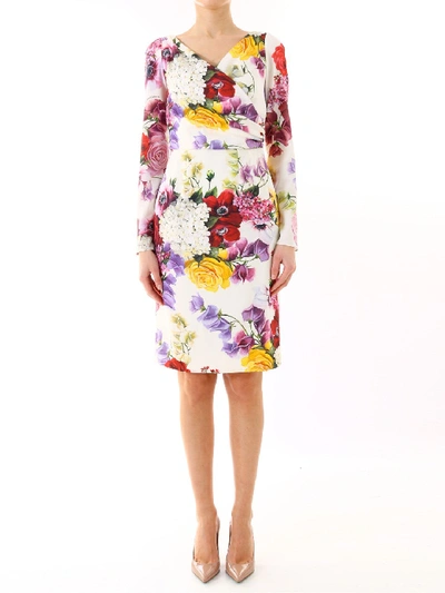 Shop Dolce & Gabbana Floral Print Dress In Multicolor