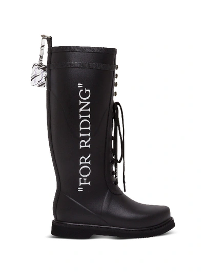 Shop Off-white Rubber "for Riding" Boots In Black