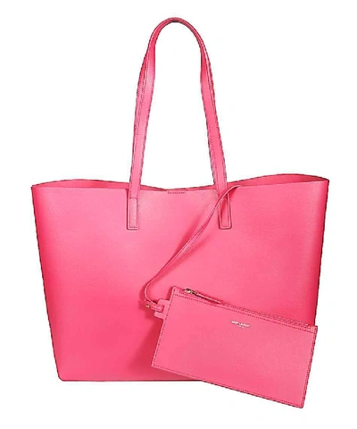 Shop Saint Laurent Fuchsia Tote Bag In Beige