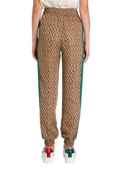Shop Gucci G Rhombus Track Bottoms In Brown