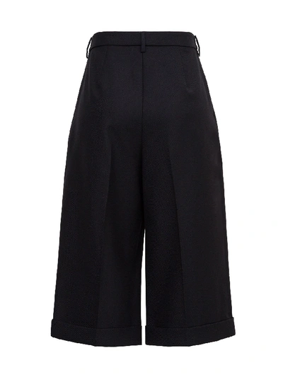 Shop Saint Laurent High Waist Crop Pants In Wool In Black