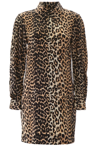 Shop Ganni Leopard Mini Dress