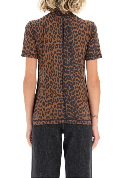 Shop Ganni Leopard T-shirt In Toffee