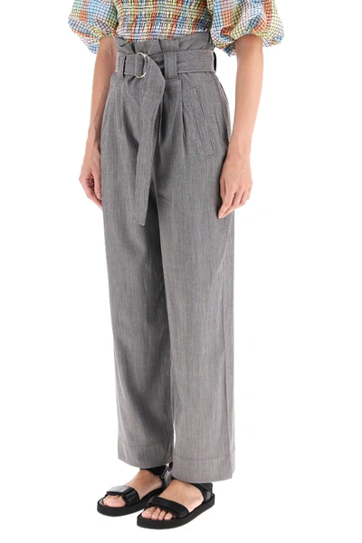 Shop Ganni Melange Paperbag Trousers In Paloma Melange