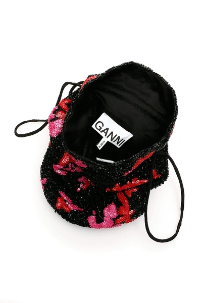 Shop Ganni Mini Drawstring Pouch In Black