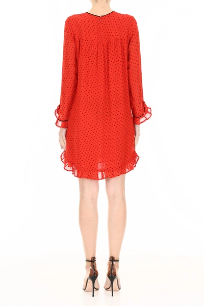 Shop Ganni Mullin Dress In Fiery Red