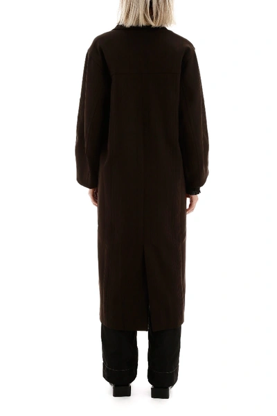 Shop Ganni Oversize Tartan Coat In Mole