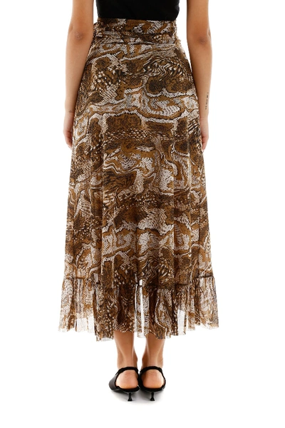 Shop Ganni Printed Skirt In Tigers Eye