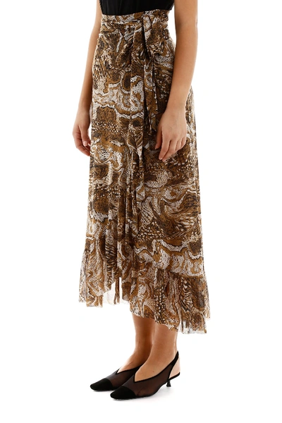 Shop Ganni Printed Skirt In Tigers Eye