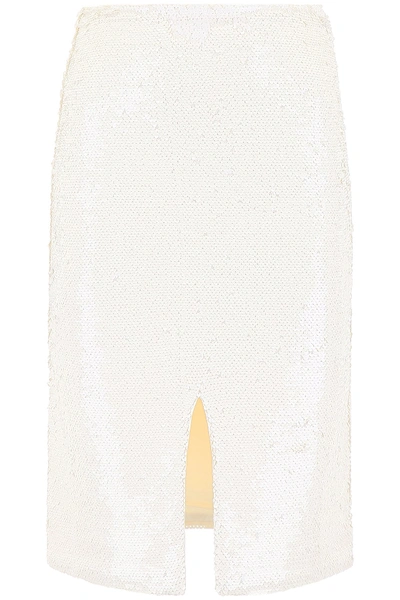 Shop Ganni Sequins Skirt In Egret