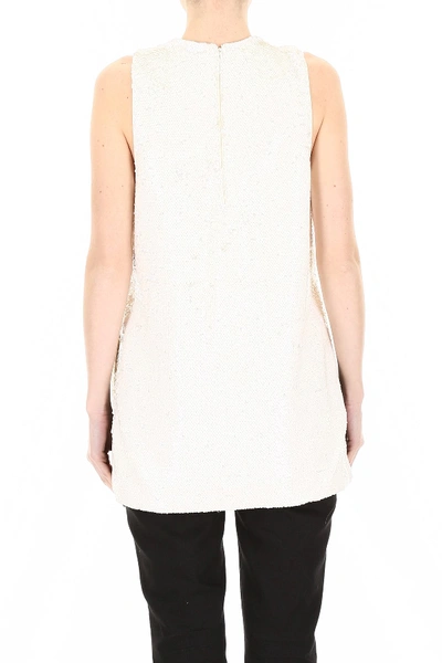 Shop Ganni Sequins Top In Egret