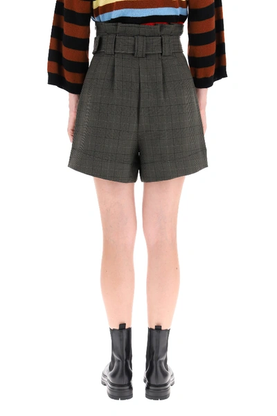 Shop Ganni Tartan Shorts In Kalamata Grey