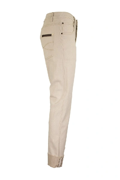 Shop Brunello Cucinelli Garment-dyed Straight Leg Trousers In Soft Denim With Shiny Selvedge In Beige