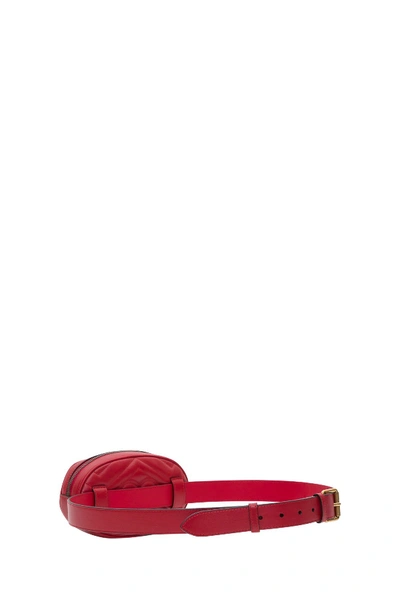 Shop Gucci Gg Marmon Belt Bag In Chevron Leather In Red