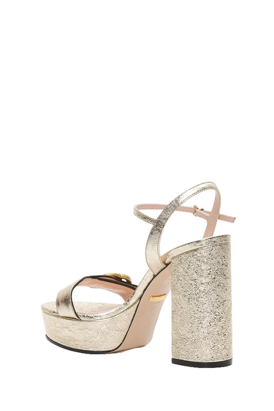 Shop Gucci Gg Marmont Sandals In Metallic