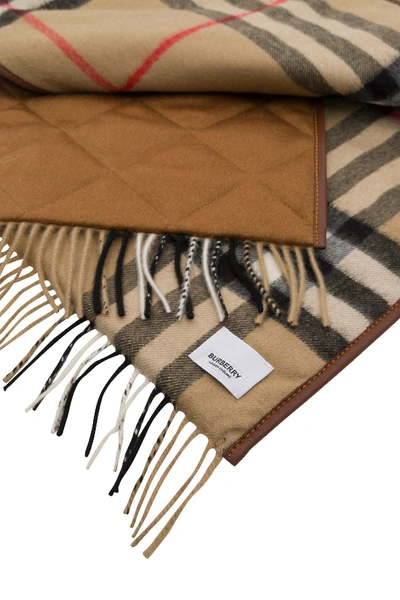 Shop Burberry Double Face Check Cashmere Scarf In Beige