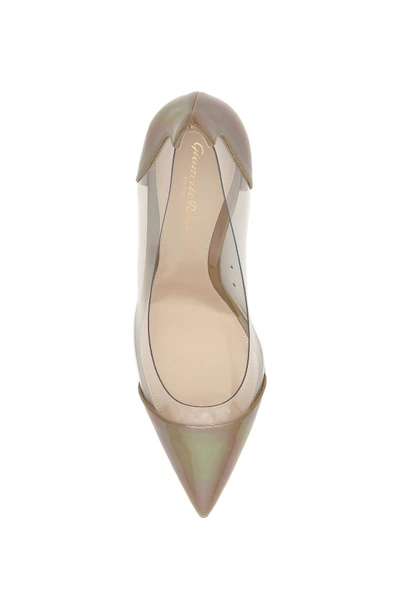 Shop Gianvito Rossi Patent Plexi 105 Pumps In Praline Trasp