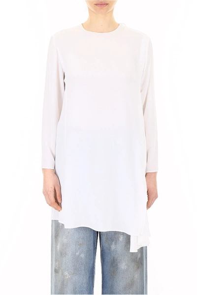Shop Giorgio Armani Silk Tunic Shirt In Bianco