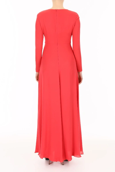 Shop Giorgio Armani Long Silk Dress In Rosso