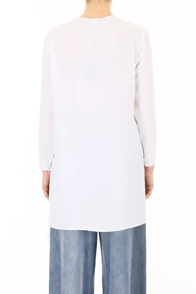 Shop Giorgio Armani Silk Tunic Shirt In Bianco