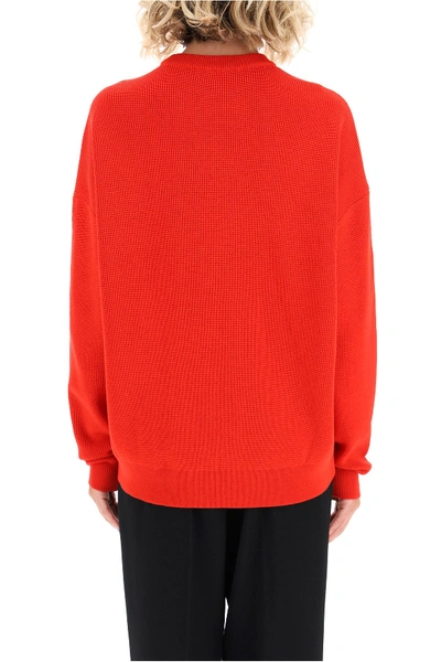 Shop Givenchy Micro Ribbed Sweater With Logo In Red Black