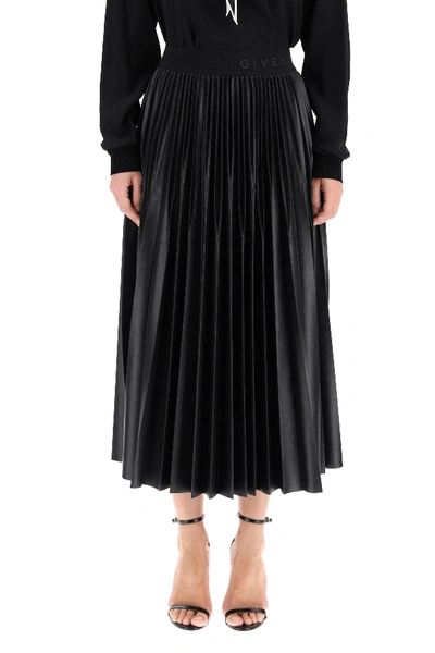 Shop Givenchy Pleated Midi Skirt In Black