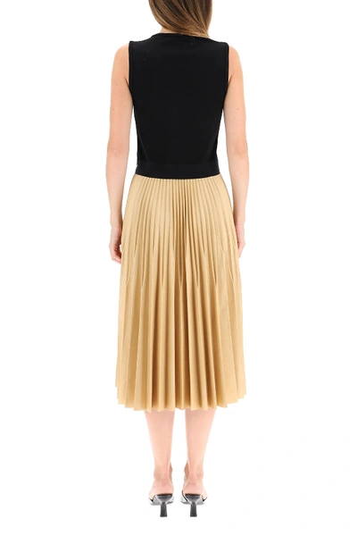 Shop Givenchy Two-tone Pleated Dress In Black Beige