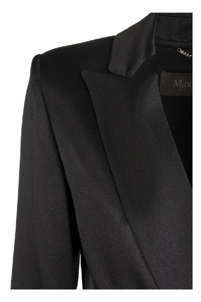 Shop Max Mara Maxmara Glauco Double Breasted Silk Jacket In Black