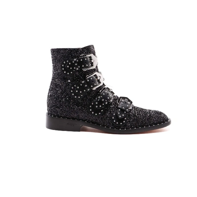 Shop Givenchy Glitter Ankle Boots With Buckle Closure In Nero, Oro