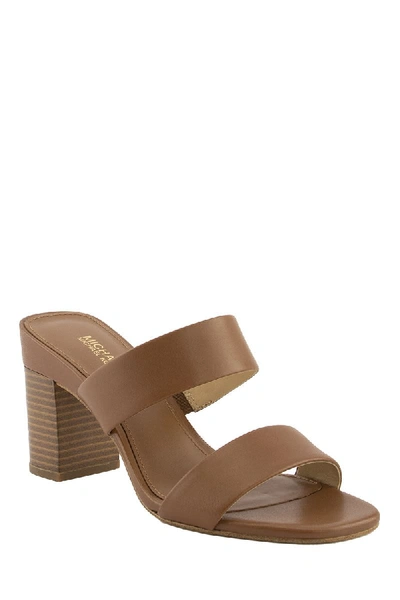 Shop Michael Kors Glenda Sandal Two Bands With Heel In Camel