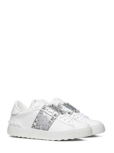 Shop Valentino Glitter Rockstud Untitled Sneaker In White