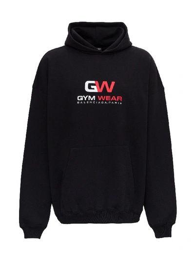 Shop Balenciaga Gym Wear Hoodie In Black