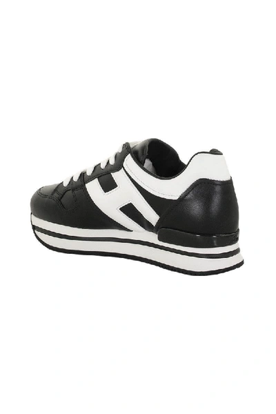 Shop Hogan H222 Leather Sneakers In Black/white