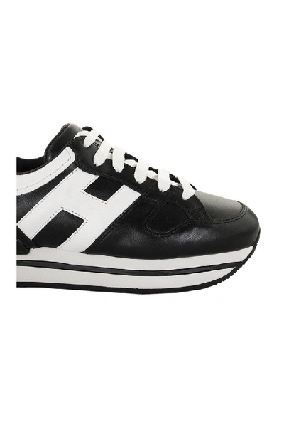 Shop Hogan H222 Leather Sneakers In Black/white