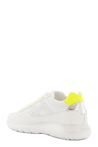 Shop Hogan H371 Interactive³ White, Yellow, Silver Sneakers In White/yellow/silver
