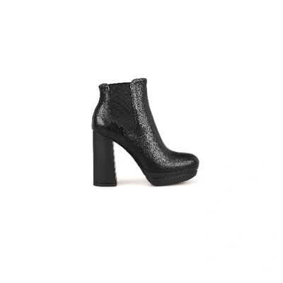 Shop Hogan H391 Black Leather Ankle Boot In Nero