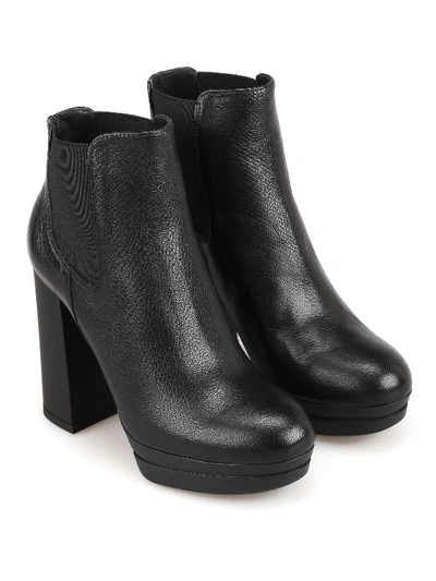 Shop Hogan H391 Black Leather Ankle Boot In Nero