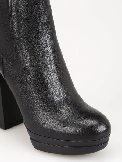 Shop Hogan H391 Black Leather Ankle Boot In Nero