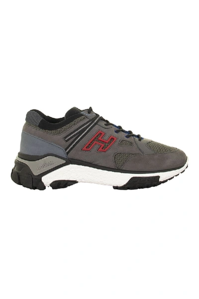Shop Hogan H477 Sneakers Grey And Red In Grey/red