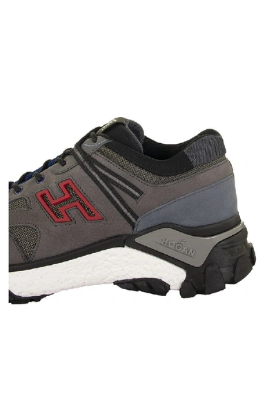 Shop Hogan H477 Sneakers Grey And Red In Grey/red