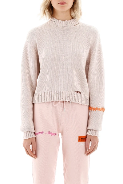 Shop Heron Preston Knit Jumper In Light Pink Orange