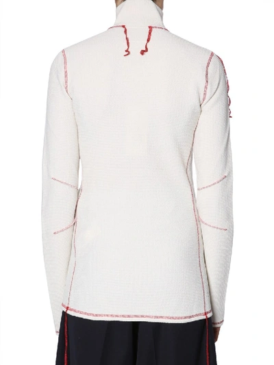 Shop Mm6 Maison Margiela High Collar Cardigan In White