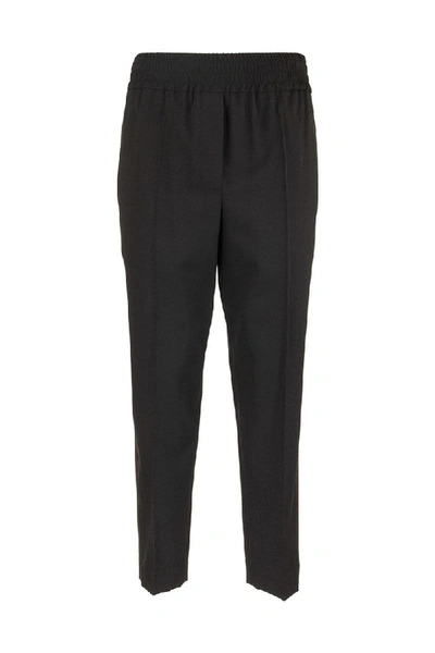 Shop Brunello Cucinelli High-rise Stretch-wool Straight Pants In Black